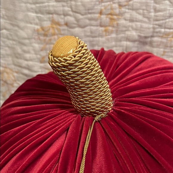 Threshold Velvet Red Pumpkin Pillow - Picture 3 of 9